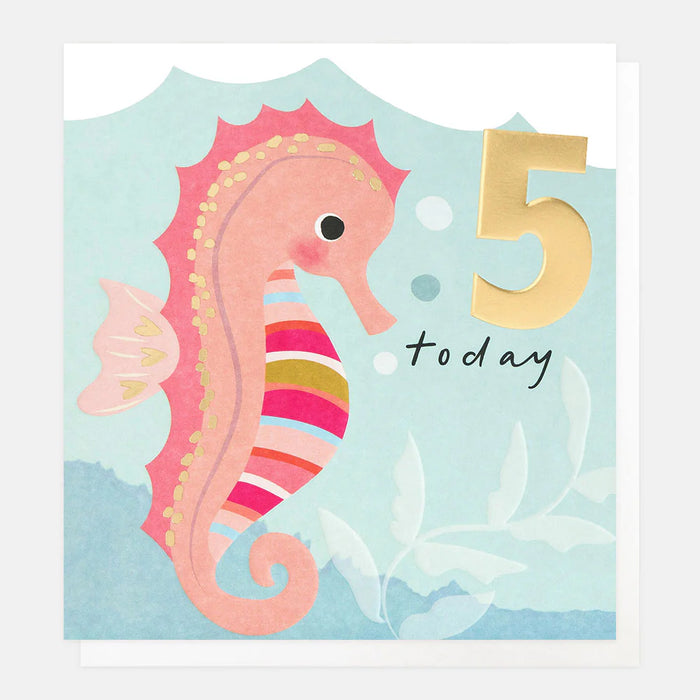 Greeting Card - Bubbles 5 Today Seahorse
