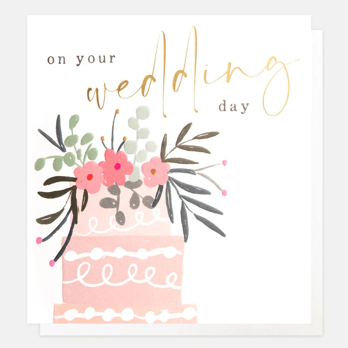 Greeting Card - Wedding Day Cake with Flowers