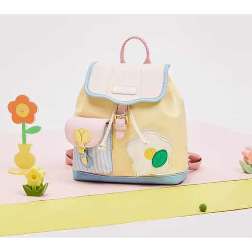Backpack - Pale Yellow with Flower