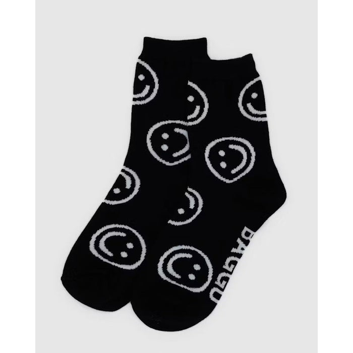 Baggu Crew Sock - Black Happy