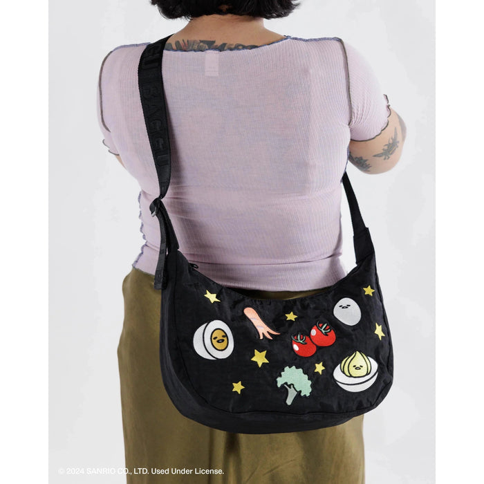 Baggu Medium Nylon Crescent Bag - Embroidered Gudetama