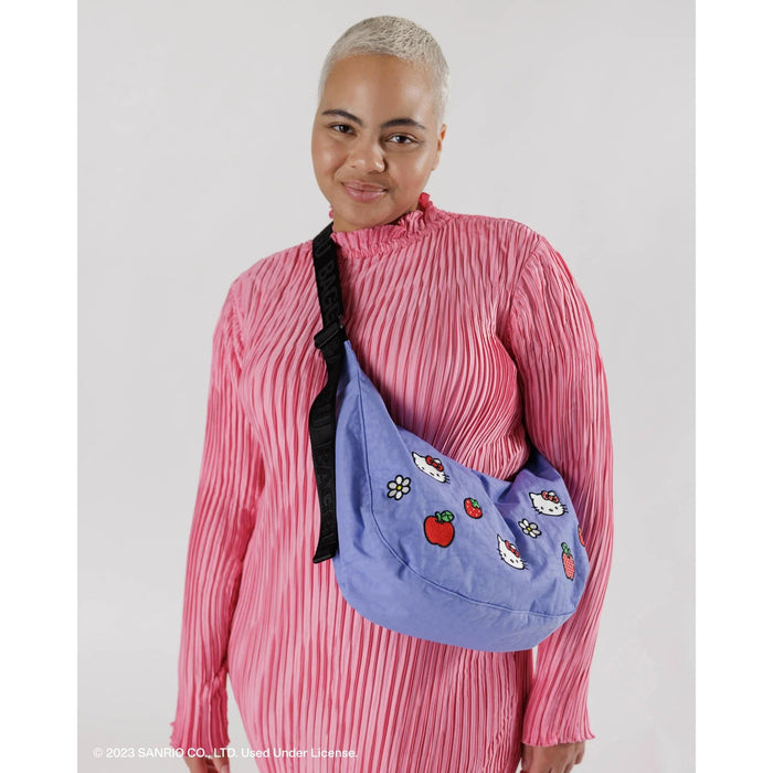 Baggu Medium Nylon Crescent Bag - Embroidered Hello Kitty