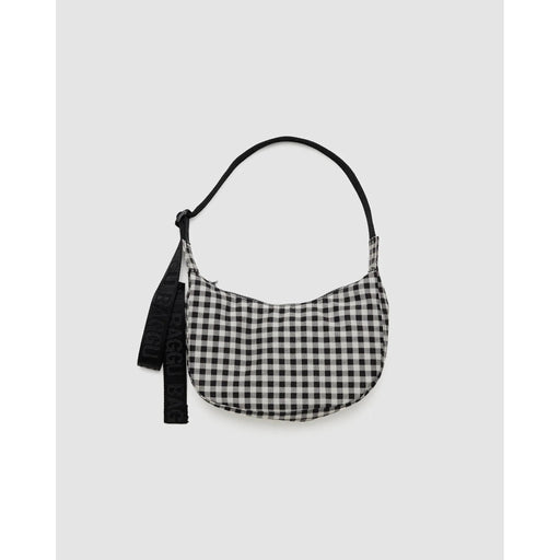 Baggu Small Nylon Crescent Bag - Black & White Gingham
