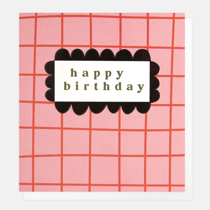 Birthday Card - Lots of Love Birthday Pink Grid