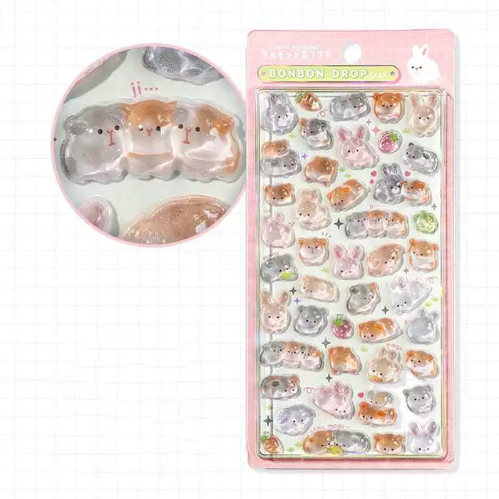 Bonbon Drop Sticker - Guinea Pig and Rabbit