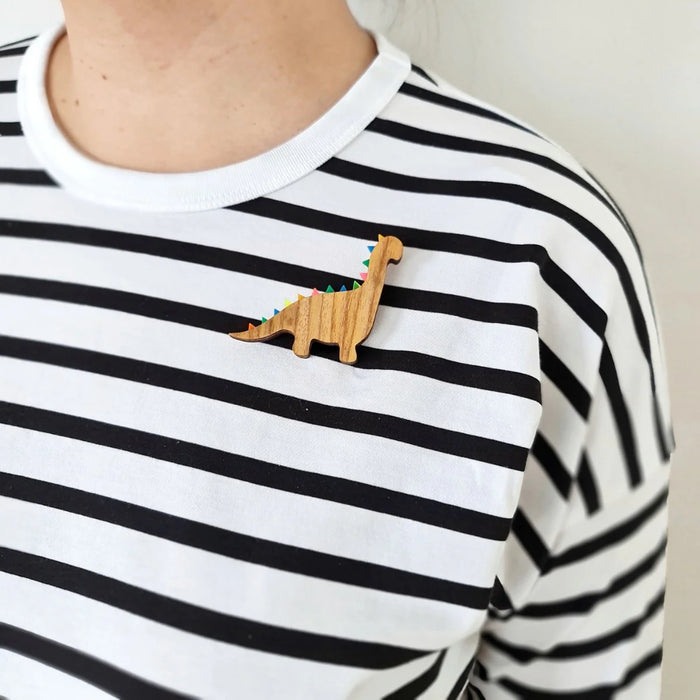 Brachiosaurus Wood Dinosaur Brooch