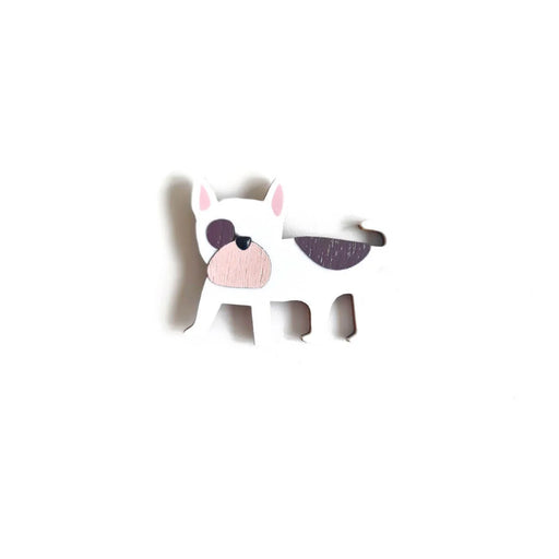 Bulldog White Brown Dog Brooch