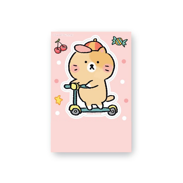 Character Sticker Medium Size - Cat Company Scooter
