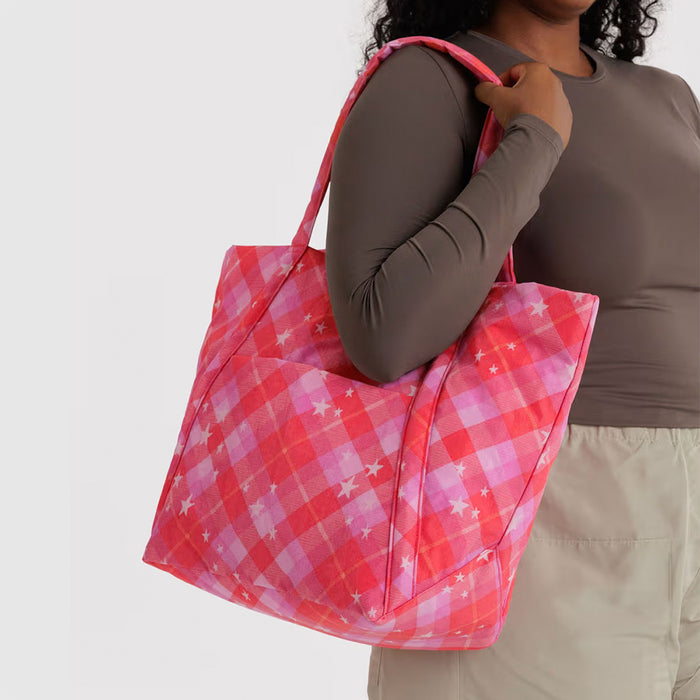 Baggu Cloud Bag - Pink Star Plaid