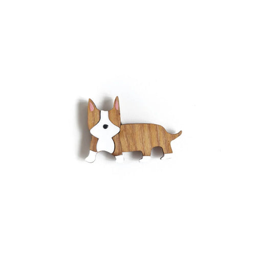 Corgi Red White Dog Brooch
