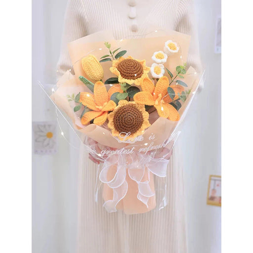 Crochet Flower Bouquet - Sunflower & Orange Tulip