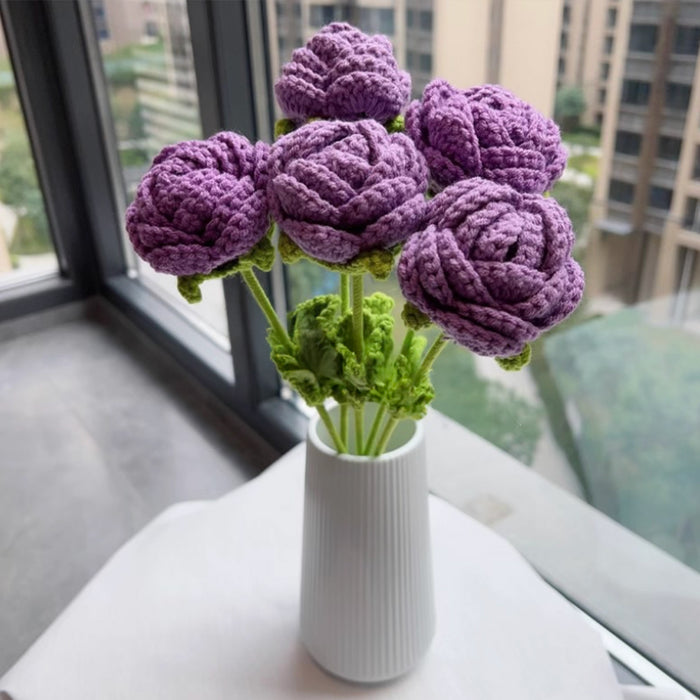 Crochet Flower - Deep Purple Rose