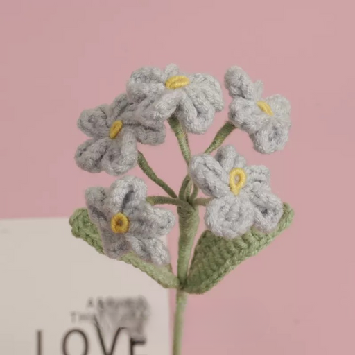 Crochet Flower - Dusty Blue Forget-Me-Not