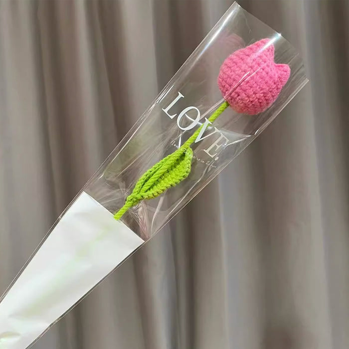 Crochet Flower - Plum Red Tulip