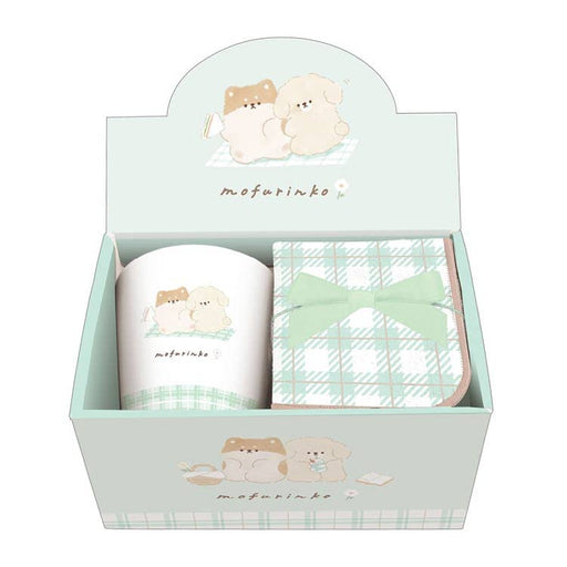 Cup with Towel Gift Box - Mofurinko Green