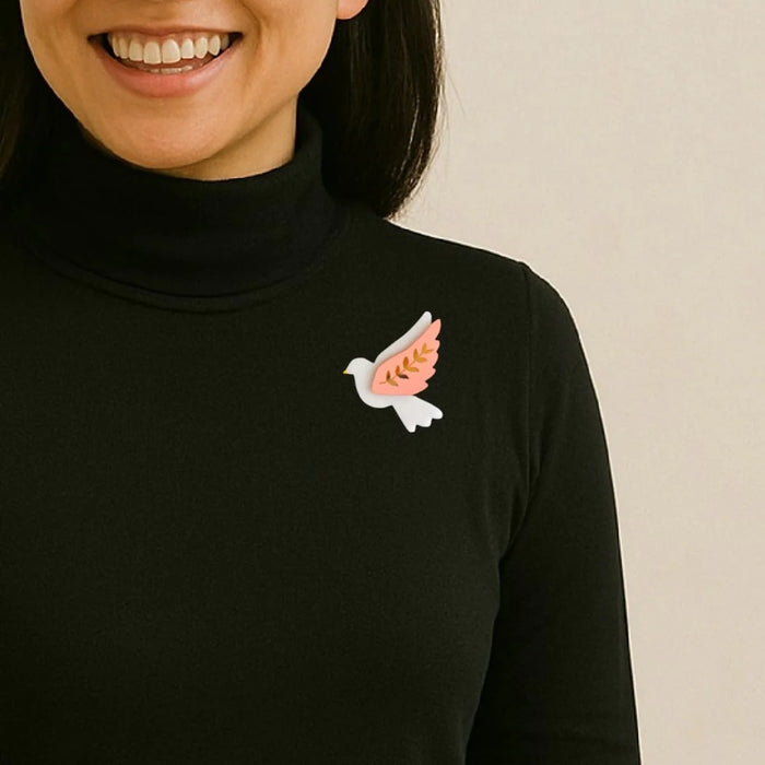 Dove White Pink Brooch