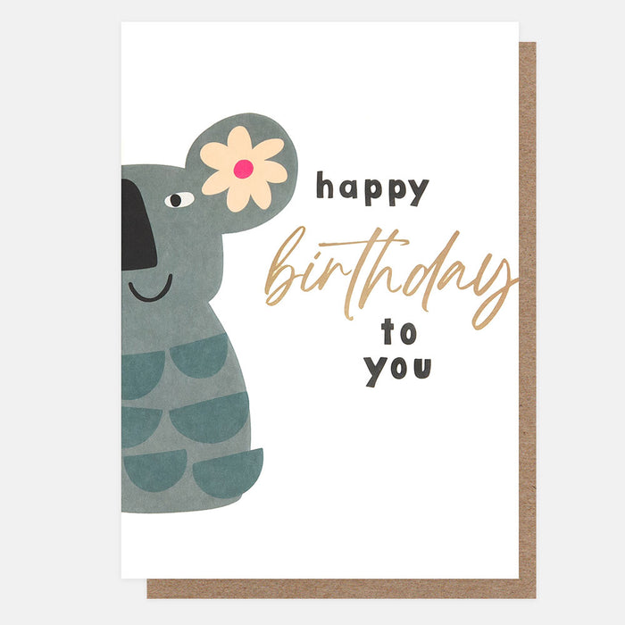 Greeting Card - Folk Friends Birthday Fl Koala