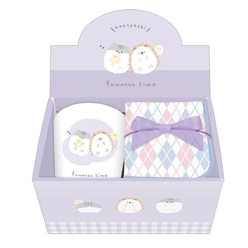 Fawatto Time Cup with Towel Gift Box - Hedgehog Purple