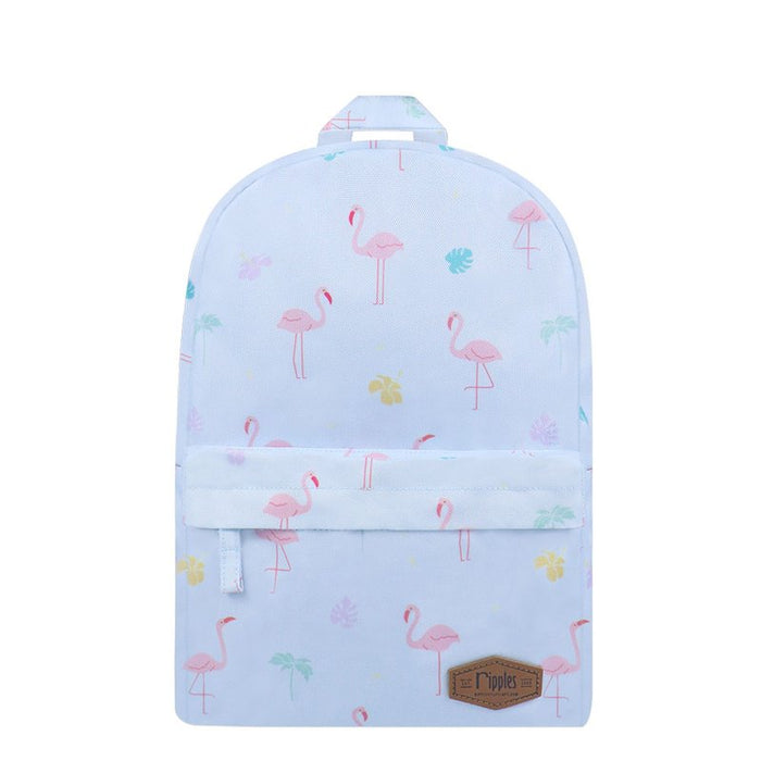 Flamingo Mid Sized Kids School Backpack - Baby Blue