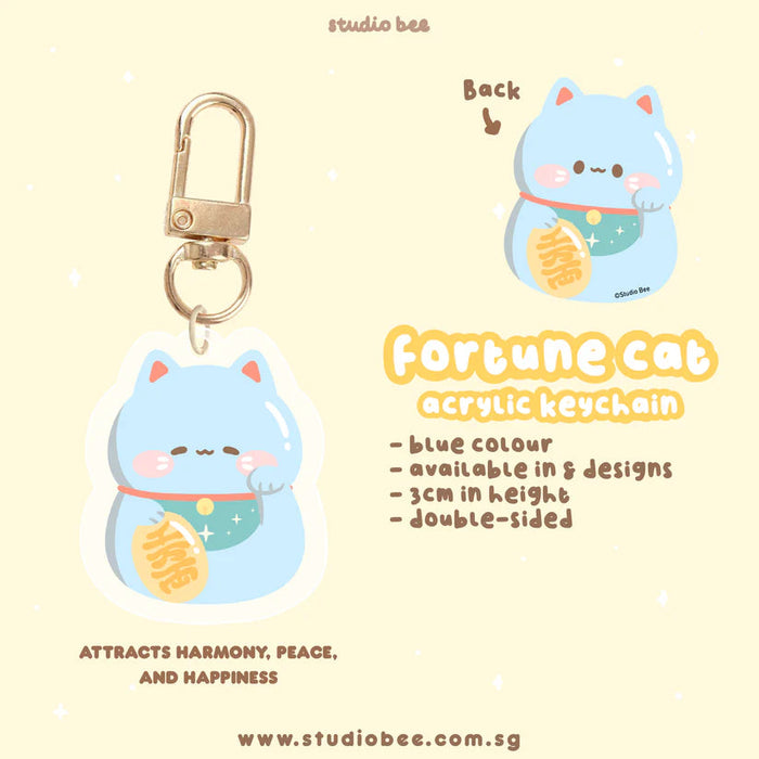 Fortune Cat Keychain - Blue
