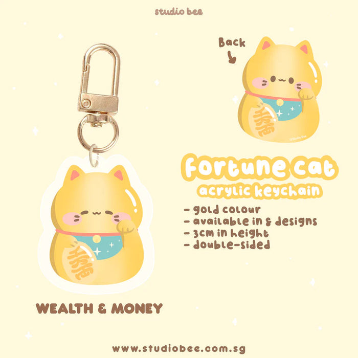 Fortune Cat Keychain - Gold