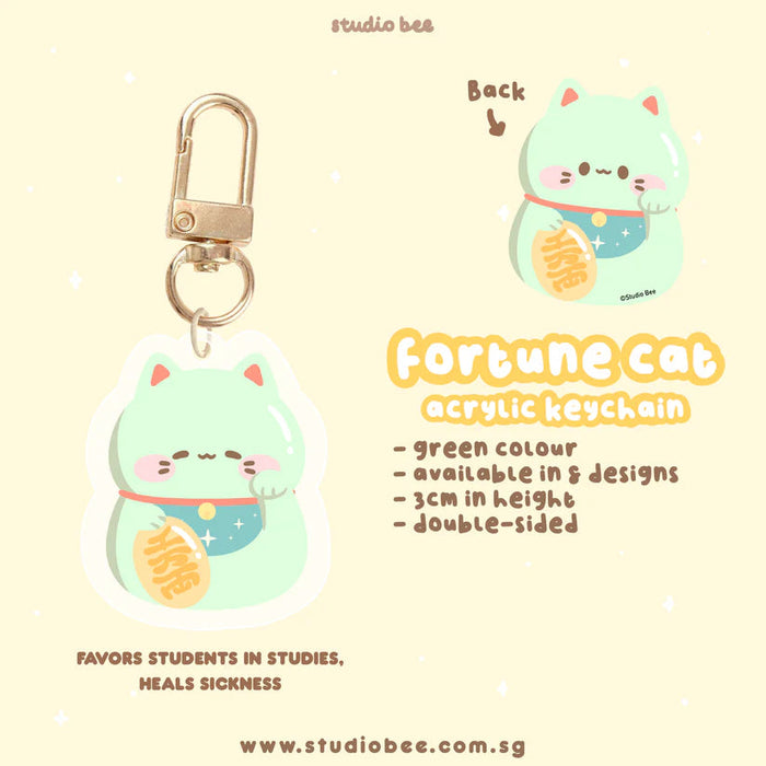 Fortune Cat Keychain - Green