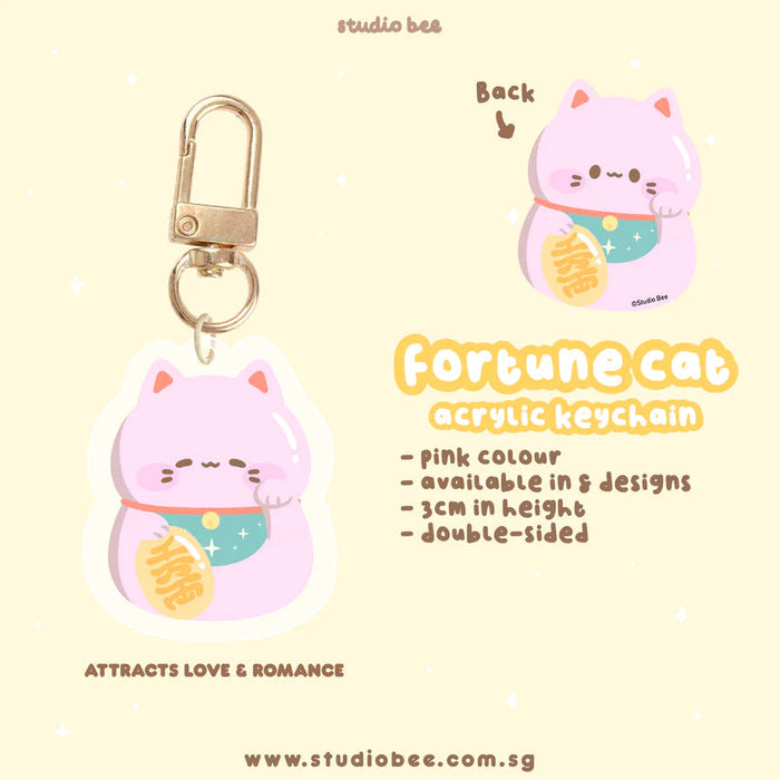 Fortune Cat Keychain - Pink