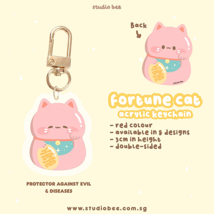Fortune Cat Keychain - Red
