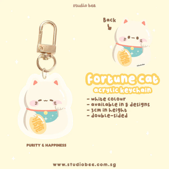 Fortune Cat Keychain - White