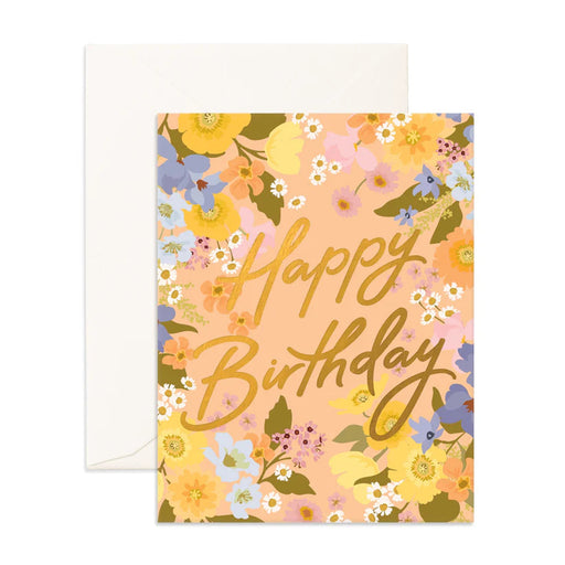 Fox & Fallow Greeting Card - Birthday Spring Florals Peach