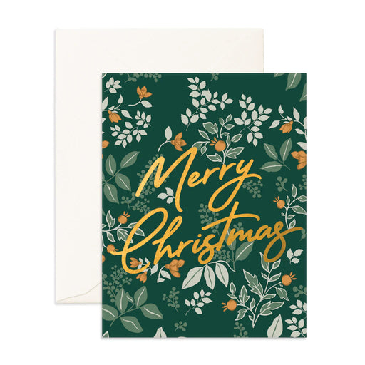 Fox & Fallow Greeting Card - Christmas Green Holly