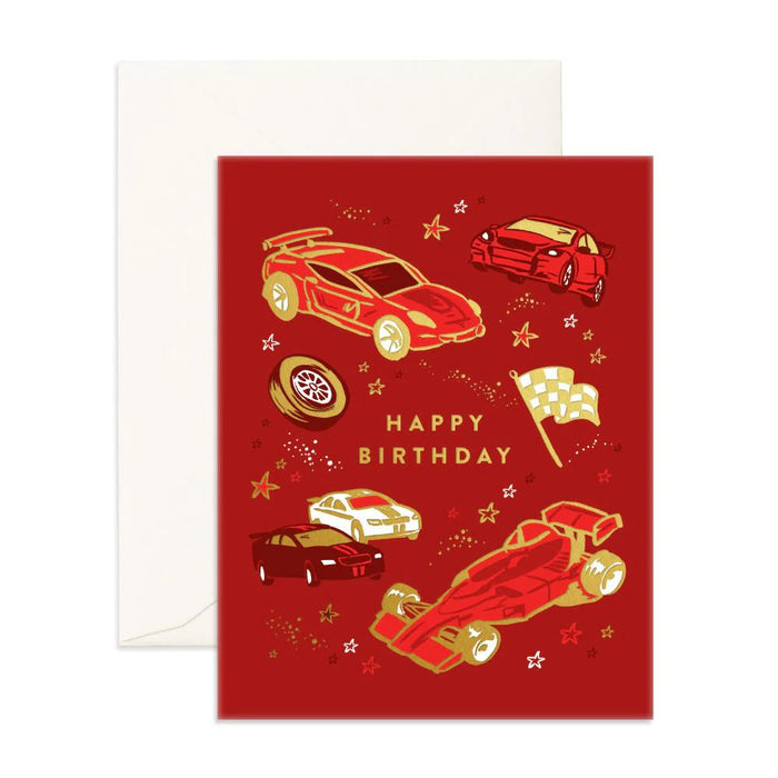 Fox & Fallow Greeting Card - Happy Birthday Cars