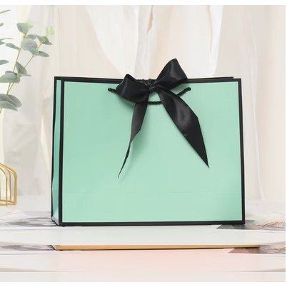 Gift Bag M - Light Green with Black Border