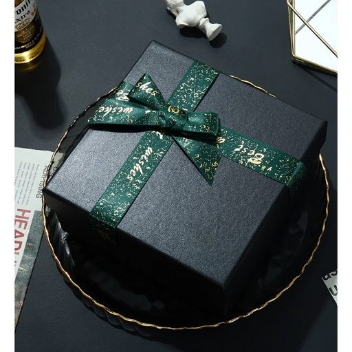 Gift Box - Black with Green Ribbon