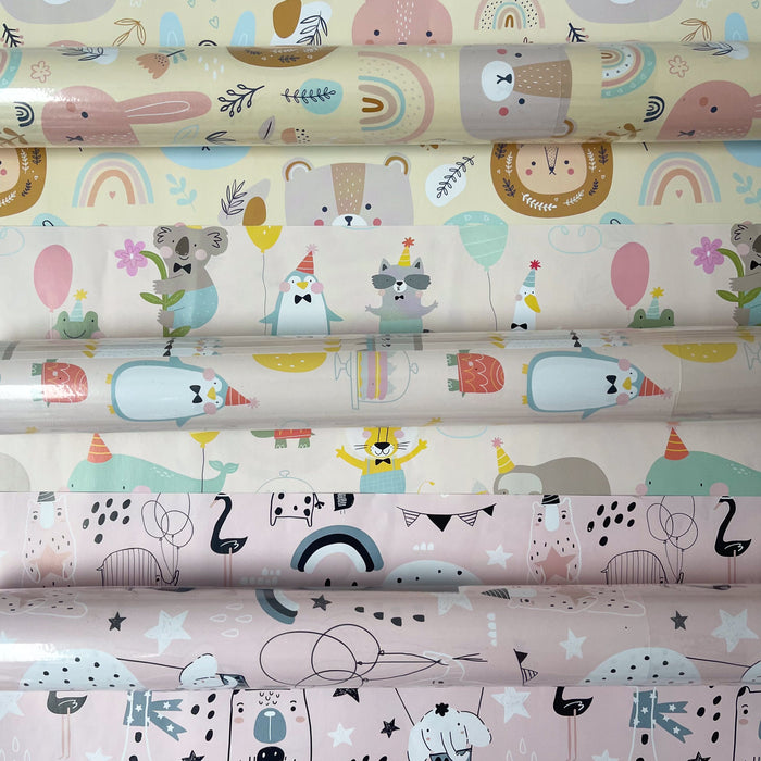 Gift Wrapping Paper Roll 3 Sheets - Baby Animals