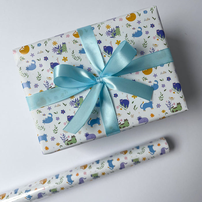 Gift Wrapping Paper Roll 3 Sheets - Garden Kitty