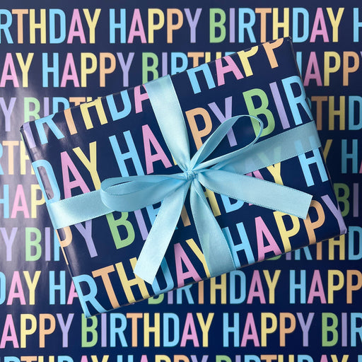 Gift Wrapping Paper Roll 3 Sheets - Happy Birthday Words
