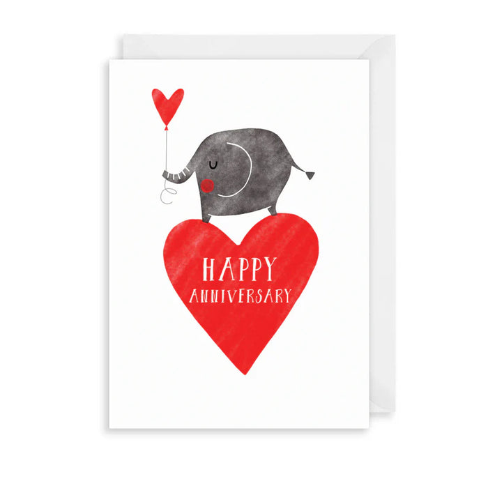 Greeting Card - AF ANN Elephant Heart Balloon