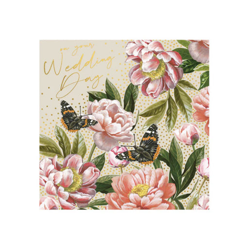 Greeting Card - AF Wedding Day Peonies & Butterflies