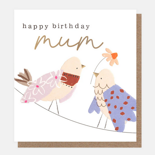 Greeting Card - Birds With Flower Birthday Card For Mum