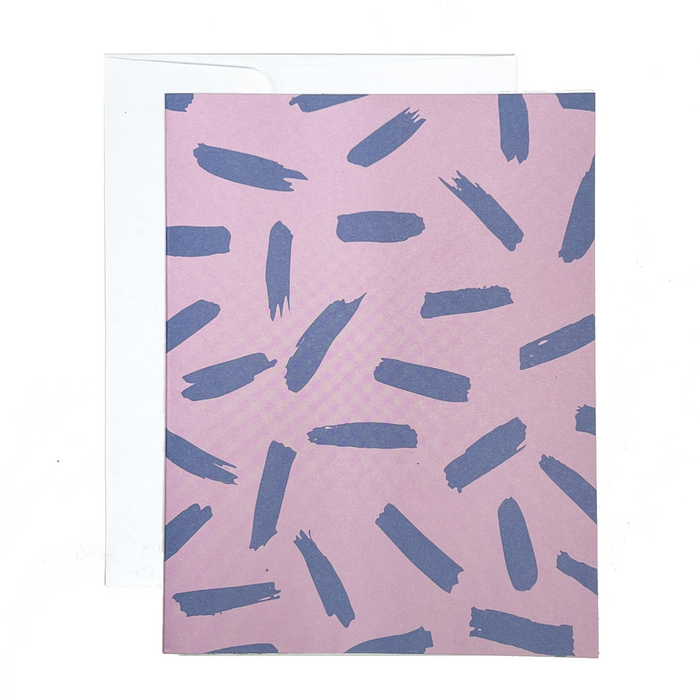 Greeting Card - Blue Strokes with Pink BG
