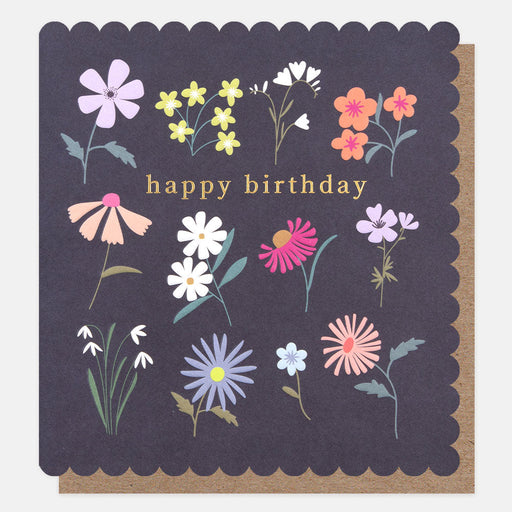 Greeting Card - Botanic Bl HB Flowers on Dark