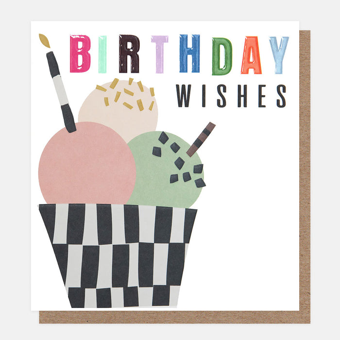 Greeting Card - Chequered Birthday Ice Cream