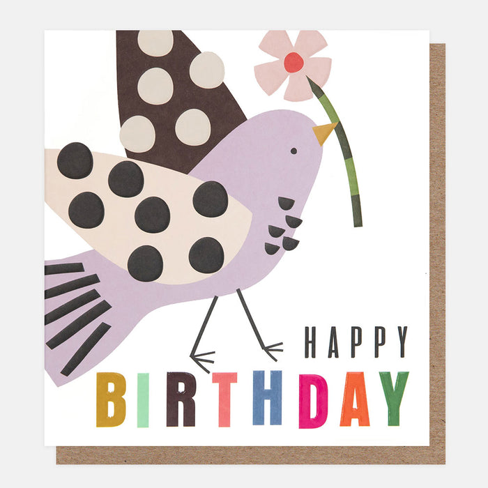 Greeting Card - Chequered Birthday Spotty Bird