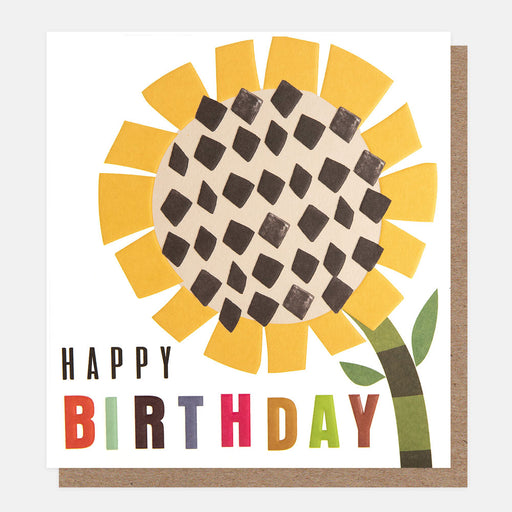 Greeting Card - Chequered Birthday Sunflower