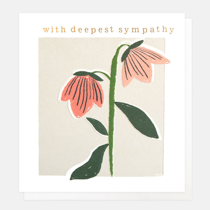 Greeting Card - Deepest Sym Peach Flowers Stem