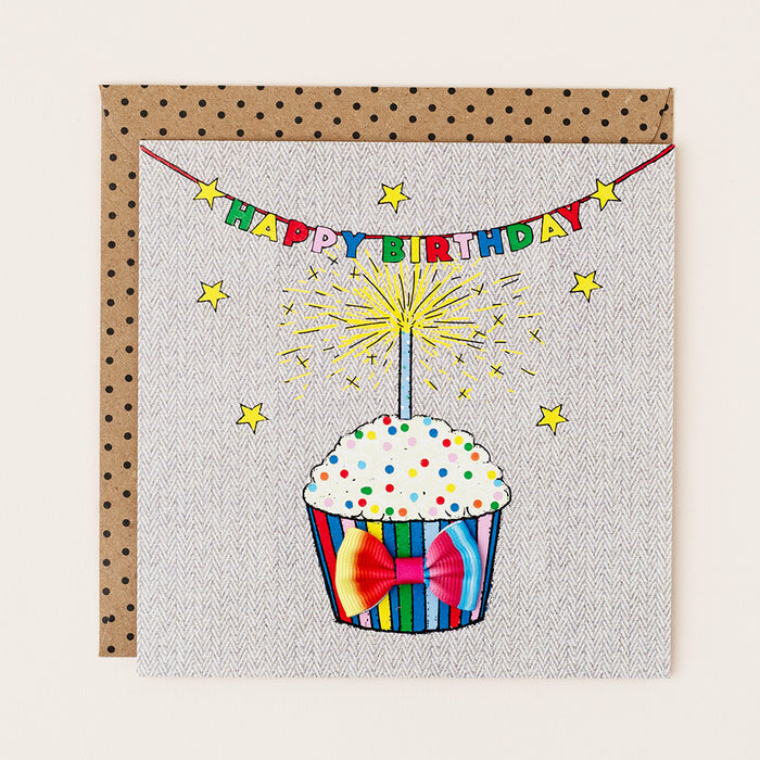 Greeting Card - Fiesta Birthday Rainbow Cupcake