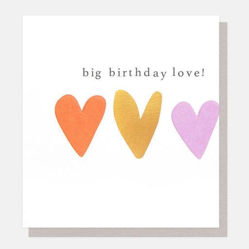 Greeting Card - Golden Bday Love With Hearts