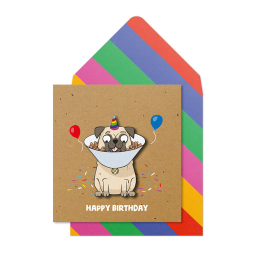 Greeting Card - Happy Birthday, Party Pug