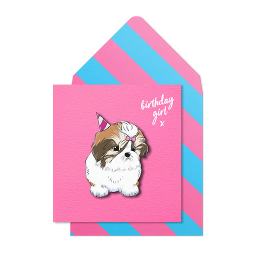 Greeting Card - Happy Birthday, Party Shih Tzu